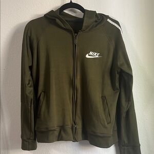 Nike Dark Green Hoodie with White Logo